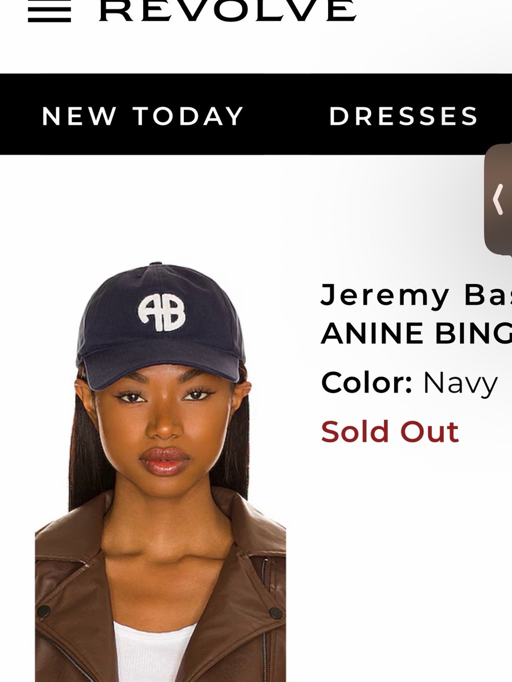 Anine Bing Navy Baseball Cap with White AB Logo